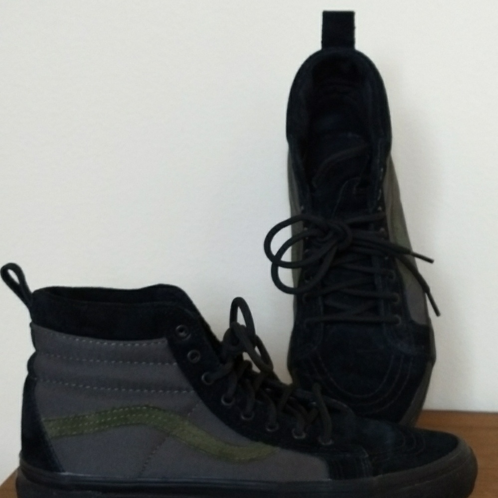 Black and green vans high tops